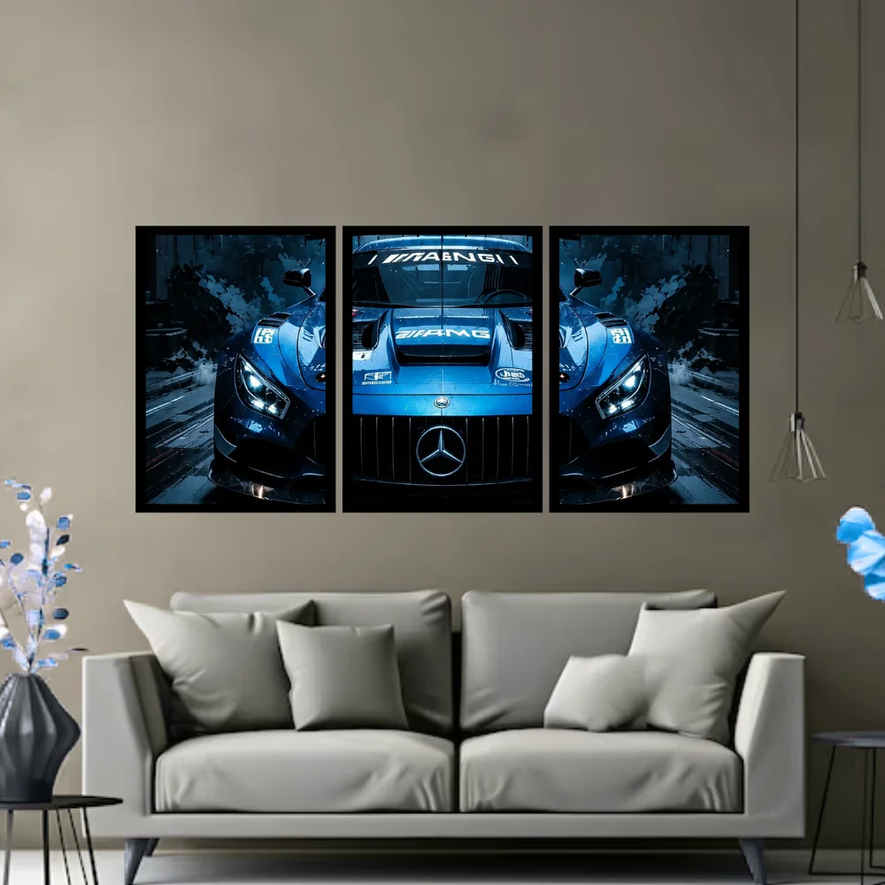 Djane Studio Car Wall Frame | Living Room Car Wall Frame | Gaming Room Decor | Pack of 3 | Size 18x12 Inch